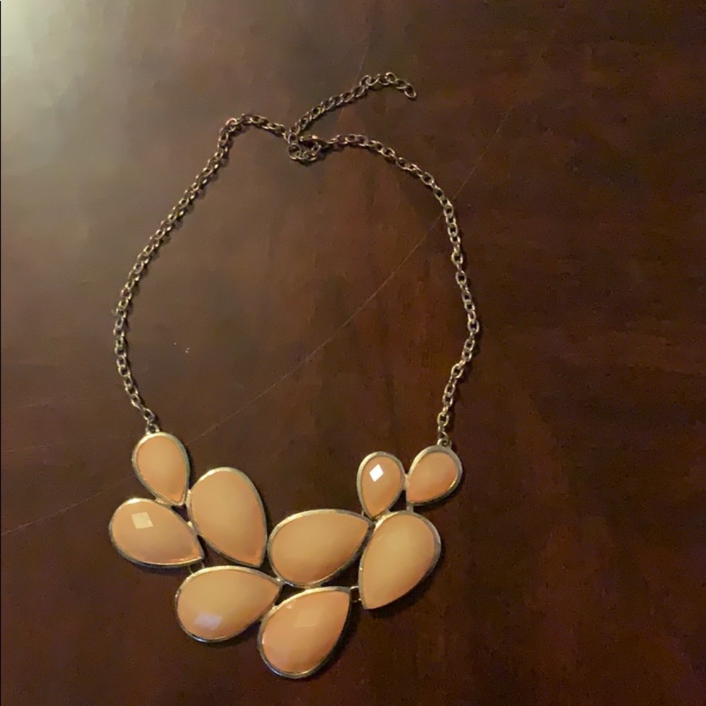 Peach and gold statement necklace